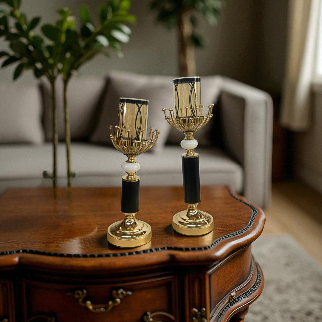 Imperial Brass & Crystal Candle Stand